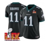 Men Philadelphia Eagles A.J. Brown #11 Black 2024-2025 Super Bowl LIX F U S E Stitched NFL Jersey