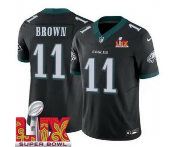 Men Philadelphia Eagles A.J. Brown #11 Black 2024-2025 Super Bowl LIX F U S E Stitched NFL Jersey