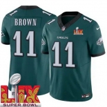 Men Philadelphia Eagles A.J. Brown #11 Green 2024-2025 Super Bowl LIX F U S E Stitched NFL Jersey