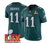 Men Philadelphia Eagles A.J. Brown #11 Green 2024-2025 Super Bowl LIX F U S E Stitched NFL Jersey