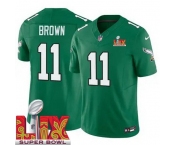 Men Philadelphia Eagles A.J. Brown #11 Kelly Green 2024-2025 Super Bowl LIX F U S E Stitched NFL Jersey