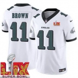 Men Philadelphia Eagles A.J. Brown #11 White 2024-2025 Super Bowl LIX F U S E Stitched NFL Jersey