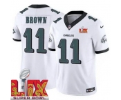 Men Philadelphia Eagles A.J. Brown #11 White 2024-2025 Super Bowl LIX F U S E Stitched NFL Jersey