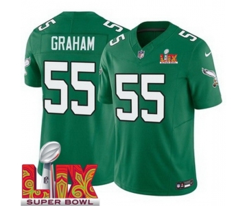 Men Philadelphia Eagles Brandon Graham #55 Kelly Green 2024-2025 Super Bowl LIX F U S E Stitched NFL Jersey