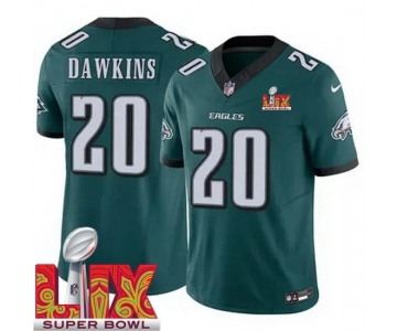 Men Philadelphia Eagles Brian Dawkins #20 Green 2024-2025 Super Bowl LIX F U S E Stitched NFL Jersey