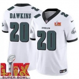 Men Philadelphia Eagles Brian Dawkins #20 White 2024-2025 Super Bowl LIX F U S E Stitched NFL Jersey