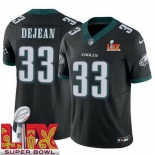 Men Philadelphia Eagles Cooper DeJean #33 Black 2024-2025 Super Bowl LIX F U S E Stitched NFL Jersey