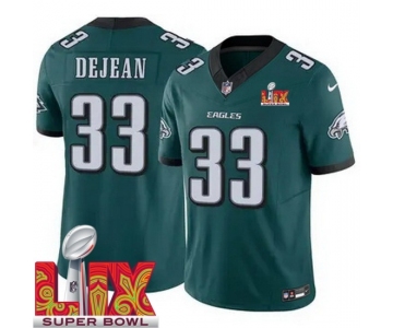 Men Philadelphia Eagles Cooper DeJean #33 Green 2024-2025 Super Bowl LIX F U S E Stitched NFL Jersey