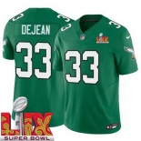 Men Philadelphia Eagles Cooper DeJean #33 Kelly Green 2024-2025 Super Bowl LIX F U S E Stitched NFL Jersey