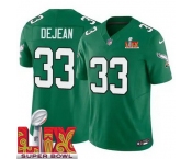 Men Philadelphia Eagles Cooper DeJean #33 Kelly Green 2024-2025 Super Bowl LIX F U S E Stitched NFL Jersey