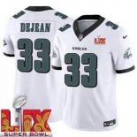 Men Philadelphia Eagles Cooper DeJean #33 White 2024-2025 Super Bowl LIX F U S E Stitched NFL Jersey