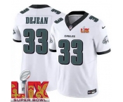 Men Philadelphia Eagles Cooper DeJean #33 White 2024-2025 Super Bowl LIX F U S E Stitched NFL Jersey