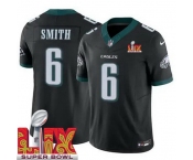 Men Philadelphia Eagles DeVonta Smith #6 Black 2024-2025 Super Bowl LIX F U S E Stitched NFL Jersey