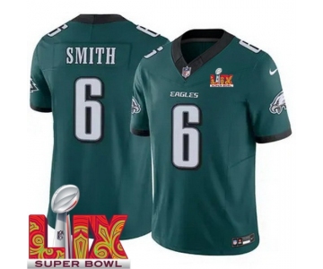 Men Philadelphia Eagles DeVonta Smith #6 Green 2024-2025 Super Bowl LIX F U S E Stitched NFL Jersey