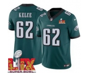 Men Philadelphia Eagles Jason Kelce #62 Green 2024-2025 Super Bowl LIX F U S E Stitched NFL Jersey