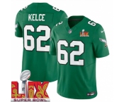 Men Philadelphia Eagles Jason Kelce #62 Kelly Green 2024-2025 Super Bowl LIX F U S E Stitched NFL Jersey