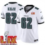 Men Philadelphia Eagles Jason Kelce #62 White 2024-2025 Super Bowl LIX F U S E Stitched NFL Jersey