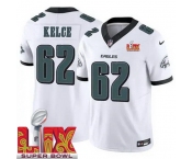 Men Philadelphia Eagles Jason Kelce #62 White 2024-2025 Super Bowl LIX F U S E Stitched NFL Jersey