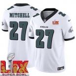 Men Philadelphia Eagles Quinyon Mitchell #27 White 2024-2025 Super Bowl LIX F U S E Stitched NFL Jersey