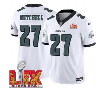 Men Philadelphia Eagles Quinyon Mitchell #27 White 2024-2025 Super Bowl LIX F U S E Stitched NFL Jersey