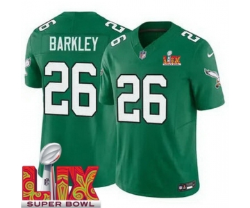 Men Philadelphia Eagles Saquon Barkley #26 Kelly Green 2024-2025 Super Bowl LIX F U S E Stitched NFL Jersey