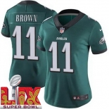 Women Philadelphia Eagles A.J. Brown #11 Green 2024-2025 Super Bowl LIX F U S E Stitched NFL Jersey