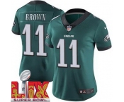 Women Philadelphia Eagles A.J. Brown #11 Green 2024-2025 Super Bowl LIX F U S E Stitched NFL Jersey