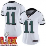 Women Philadelphia Eagles A.J. Brown #11 White 2024-2025 Super Bowl LIX F U S E Stitched NFL Jersey