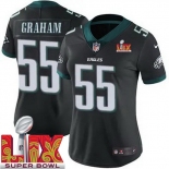 Women Philadelphia Eagles Brandon Graham #55 Black 2024-2025 Super Bowl LIX F U S E Stitched NFL Jersey