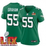 Women Philadelphia Eagles Brandon Graham #55 Kelly Green 2024-2025 Super Bowl LIX F U S E Stitched NFL Jersey