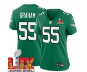 Women Philadelphia Eagles Brandon Graham #55 Kelly Green 2024-2025 Super Bowl LIX F U S E Stitched NFL Jersey