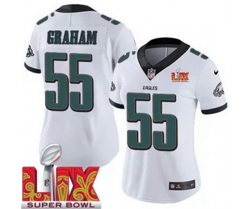 Women Philadelphia Eagles Brandon Graham #55 White 2024-2025 Super Bowl LIX F U S E Stitched NFL Jersey