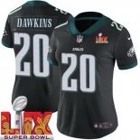 Women Philadelphia Eagles Brian Dawkins #20 Black 2024-2025 Super Bowl LIX F U S E Stitched NFL Jersey