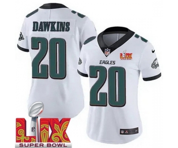 Women Philadelphia Eagles Brian Dawkins #20 White 2024-2025 Super Bowl LIX F U S E Stitched NFL Jersey