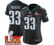 Women Philadelphia Eagles Cooper DeJean #33 Black 2024-2025 Super Bowl LIX F U S E Stitched NFL Jersey