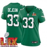 Women Philadelphia Eagles Cooper DeJean #33 Kelly Green 2024-2025 Super Bowl LIX F U S E Stitched NFL Jersey