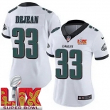 Women Philadelphia Eagles Cooper DeJean #33 White 2024-2025 Super Bowl LIX F U S E Stitched NFL Jersey