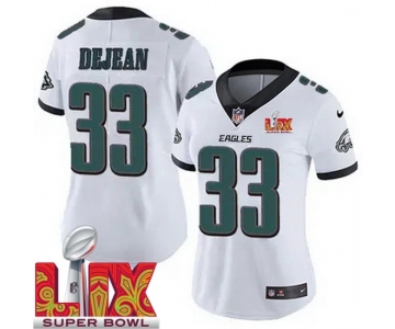 Women Philadelphia Eagles Cooper DeJean #33 White 2024-2025 Super Bowl LIX F U S E Stitched NFL Jersey