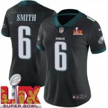 Women Philadelphia Eagles DeVonta Smith #6 Black 2024-2025 Super Bowl LIX F U S E Stitched NFL Jersey