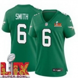 Women Philadelphia Eagles DeVonta Smith #6 Kelly Green 2024-2025 Super Bowl LIX F U S E Stitched NFL Jersey