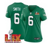 Women Philadelphia Eagles DeVonta Smith #6 Kelly Green 2024-2025 Super Bowl LIX F U S E Stitched NFL Jersey