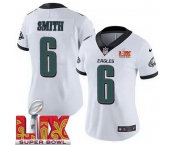 Women Philadelphia Eagles DeVonta Smith #6 White 2024-2025 Super Bowl LIX F U S E Stitched NFL Jersey