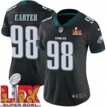 Women Philadelphia Eagles Jalen Carter #98 Black 2024-2025 Super Bowl LIX F U S E Stitched NFL Jersey