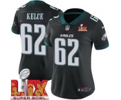 Women Philadelphia Eagles Jason Kelce #62 Black 2024-2025 Super Bowl LIX F U S E Stitched NFL Jersey