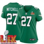 Women Philadelphia Eagles Quinyon Mitchell #27 Kelly Green 2024-2025 Super Bowl LIX F U S E Stitched NFL Jersey