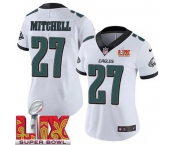 Women Philadelphia Eagles Quinyon Mitchell #27 White 2024-2025 Super Bowl LIX F U S E Stitched NFL Jersey