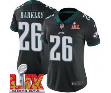 Women Philadelphia Eagles Saquon Barkley #26 Black 2024-2025 Super Bowl LIX F U S E Stitched NFL Jersey