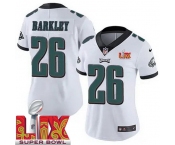 Women Philadelphia Eagles Saquon Barkley #26 White 2024-2025 Super Bowl LIX F U S E Stitched NFL Jersey