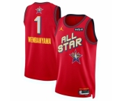 Men 2025 All Star #1 Victor Wembanyama Red Stitched Basketball Jersey