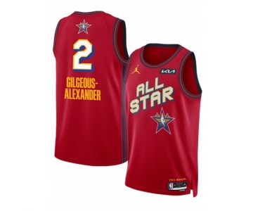 Men 2025 All Star  #2 Shai Gilgeous Alexander Red Stitched Basketball Jersey